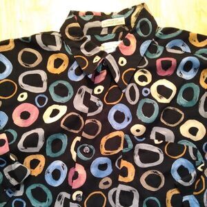 Vintage Norm Thompson Circles Geometric Button Down Shirt